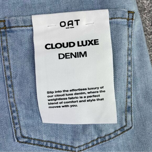 OAT New York Cloud Luxe Shorts Women’s 10/30 Blue High Rise Raw Hem Lightweight - Picture 3 of 11